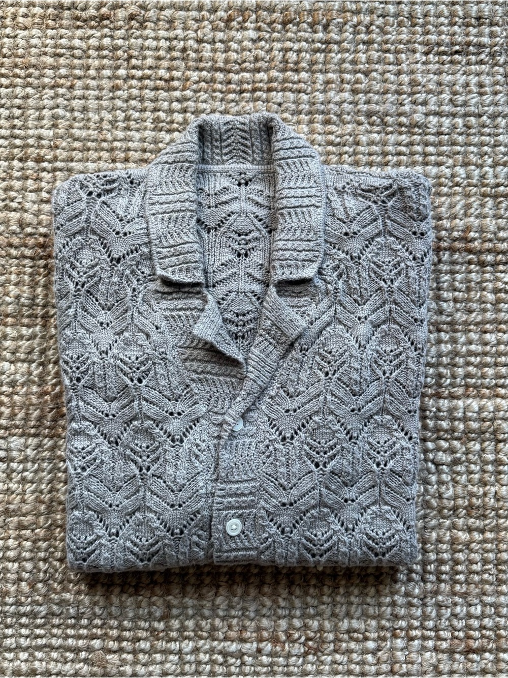 Abercrombie & Fitch Men's Gray Open-Knit Button Cardigan Sweater - Sz S